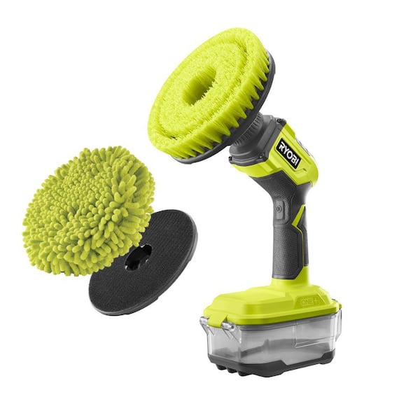 Ryobi One+ 18V Cordless Telescoping Power Scrubber (Tool Only) with 6 in. 2-Piece Cloth Microfiber Kit