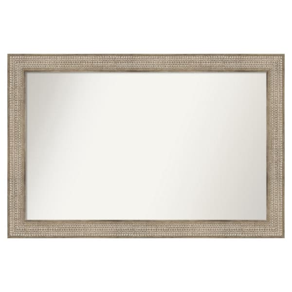 Amanti Art Trellis Silver 48 in. x 32 in. Custom Non-Beveled Wood Framed Bathroom Vanity Wall Mirror