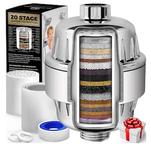 20 Stage Shower Filter with Vitamin C E for Hard Water - 2 Cartridges Included in Chrome (1-Pack)