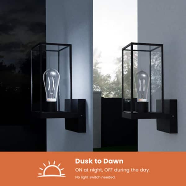60-Watt Equivalent ST19 Dusk to Dawn Dimmable Filament E26 Vintage Straight Tapered Twist Select LED Light Bulb 5CCT