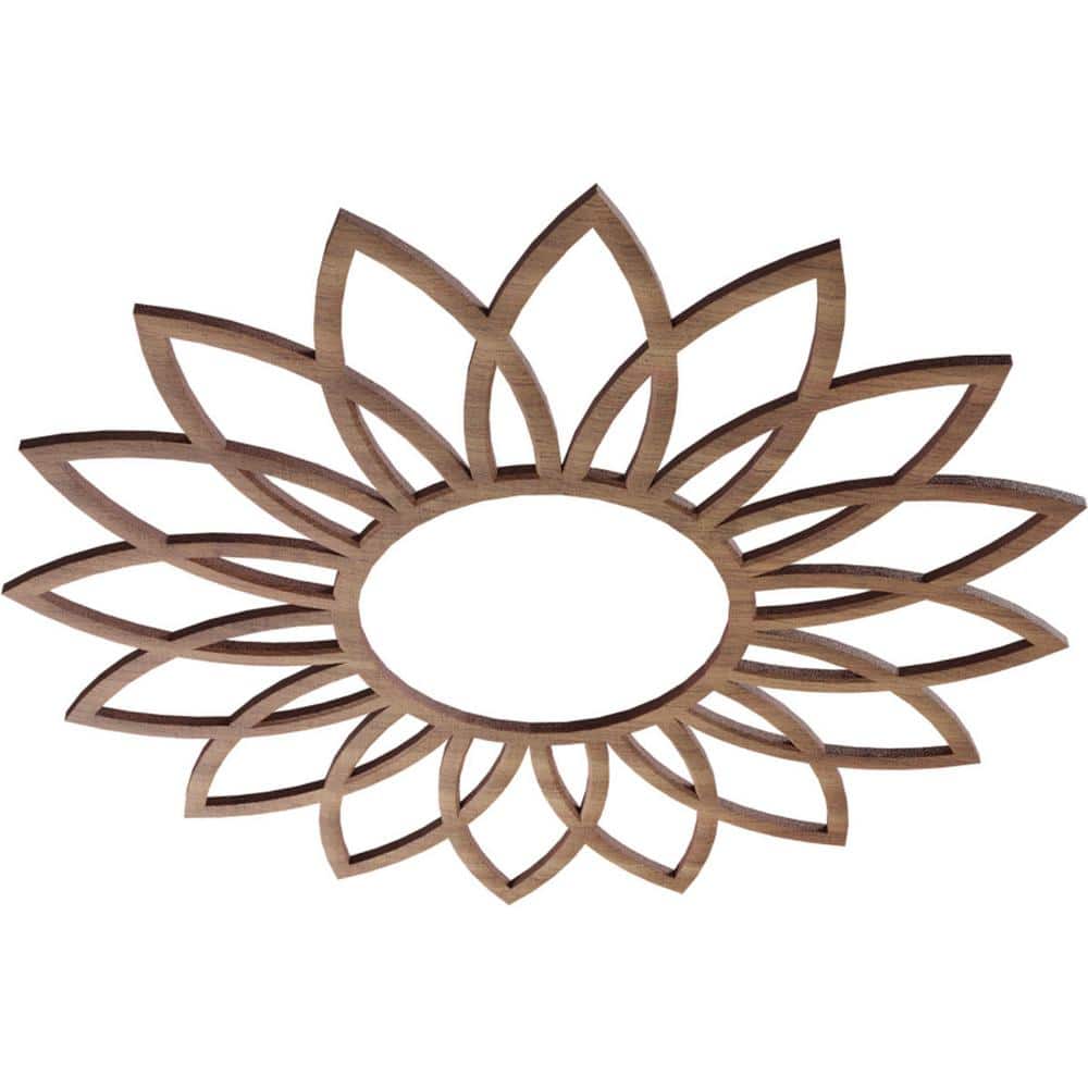18-Inch Walnut Wood Daisy Fretwork Ceiling Medallion