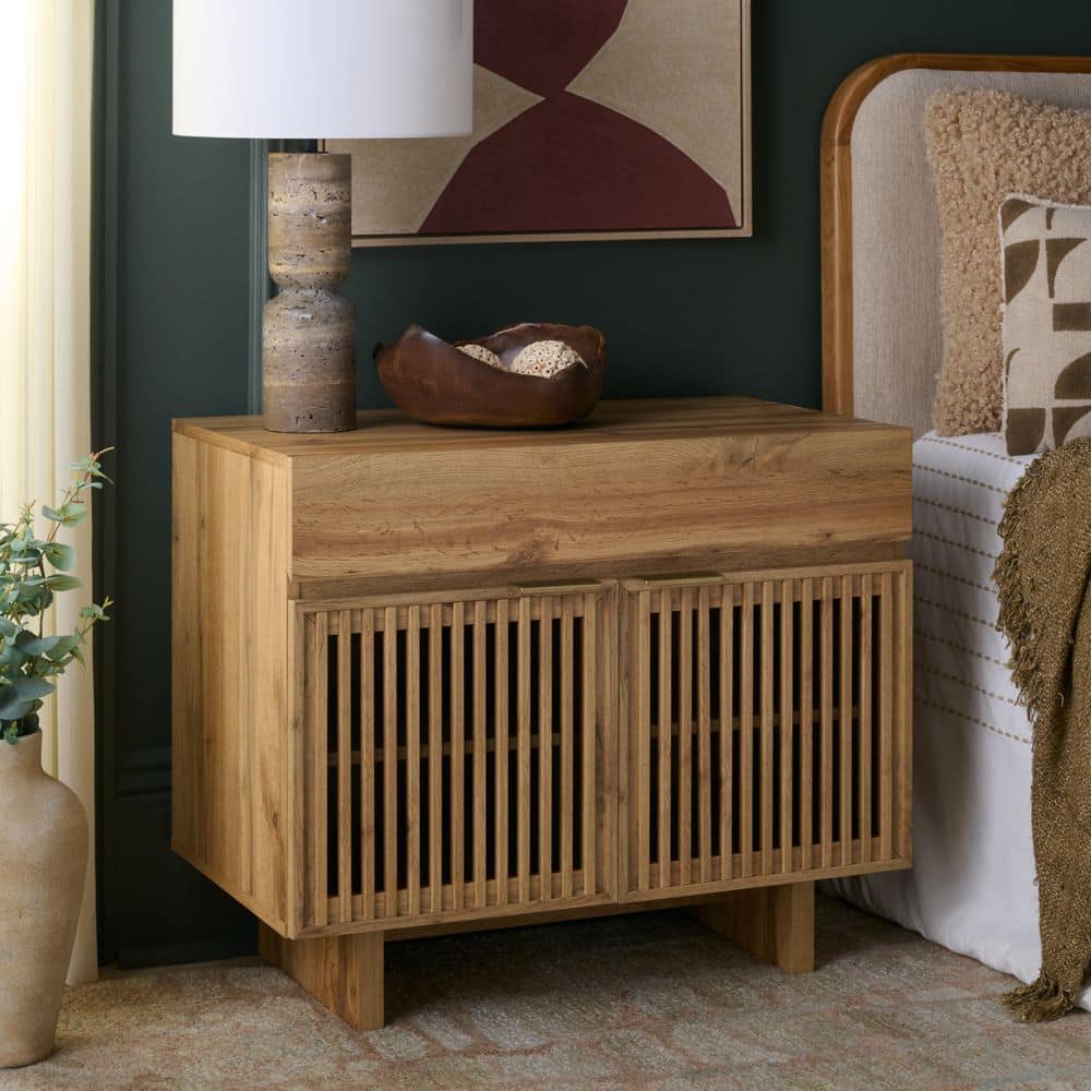 Quaid Oak/Brass 1-Drawer Nightstand price history on PriceWatchPro