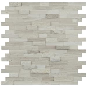 La Crema Stax Peel and Stick 11 in. x 12 in. Textured Marble Stone Look Wall Mosaic Tile (1 sq. ft./Each)
