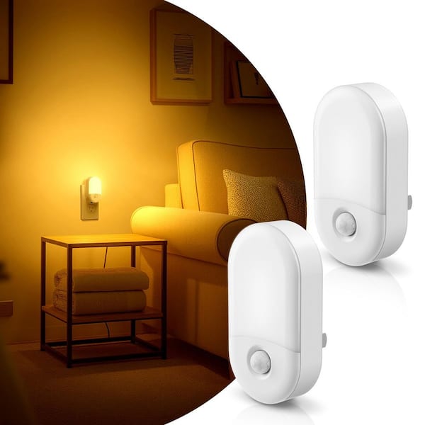 Amber Night Light Plug-In, 4-Pack Motion Sensor, 2000K, Adjustable Brightness 30/60LM for Hallway, Kids, Bathroom
