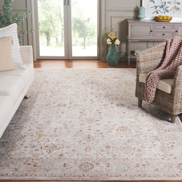 Culture 10 ft. x 13 ft. Ivory/Blue Rust Floral Abstract Area Rug