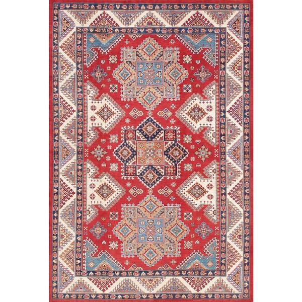 Tribal Red/Ivory 6 ft. x 9 ft. Oriental Area Rug