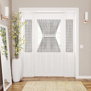 Buffalo Check 54 in. W x 40 in. L Polyester/Cotton Light Filtering Door Panel and Tieback in Grey