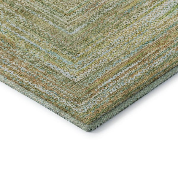 Mayfield Premium Machine Washable Abstract AMF1726 Aloe 3 ft. x 4 ft. Area Rug