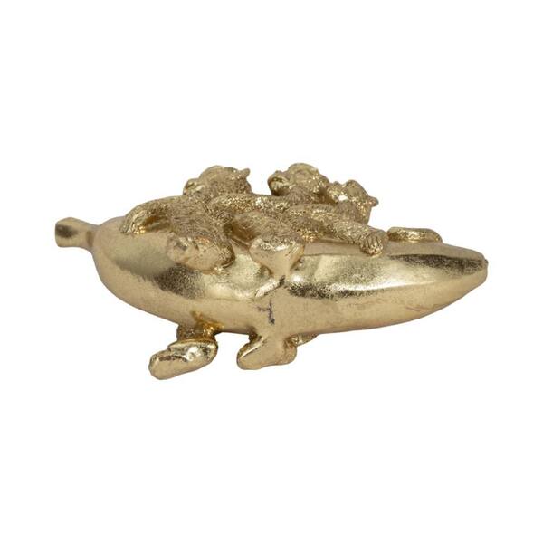 Liv & Skye Gold 8 in. x 5 in. Resin Novelty Three Monkeys On
