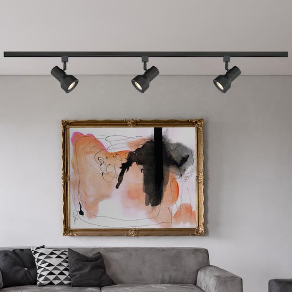 EnviroLite Medium 1-Light Solid Black Step Cylinder Integrated LED Track Lighting Head