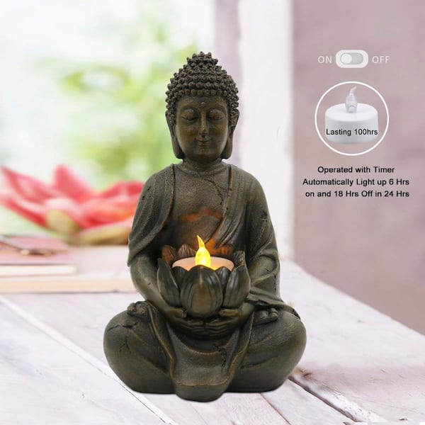 Buddha with LED Tea Lights Candle Holder, Gift Idea, Zen Home Decor Meditation  Accessories, Meditation/Yoga Gifts LD601288 - The Home Depot