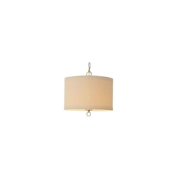Hampton Bay 1-Light Brushed Nickel Linen Drum Pendant with Hardwire or Plug In Kit