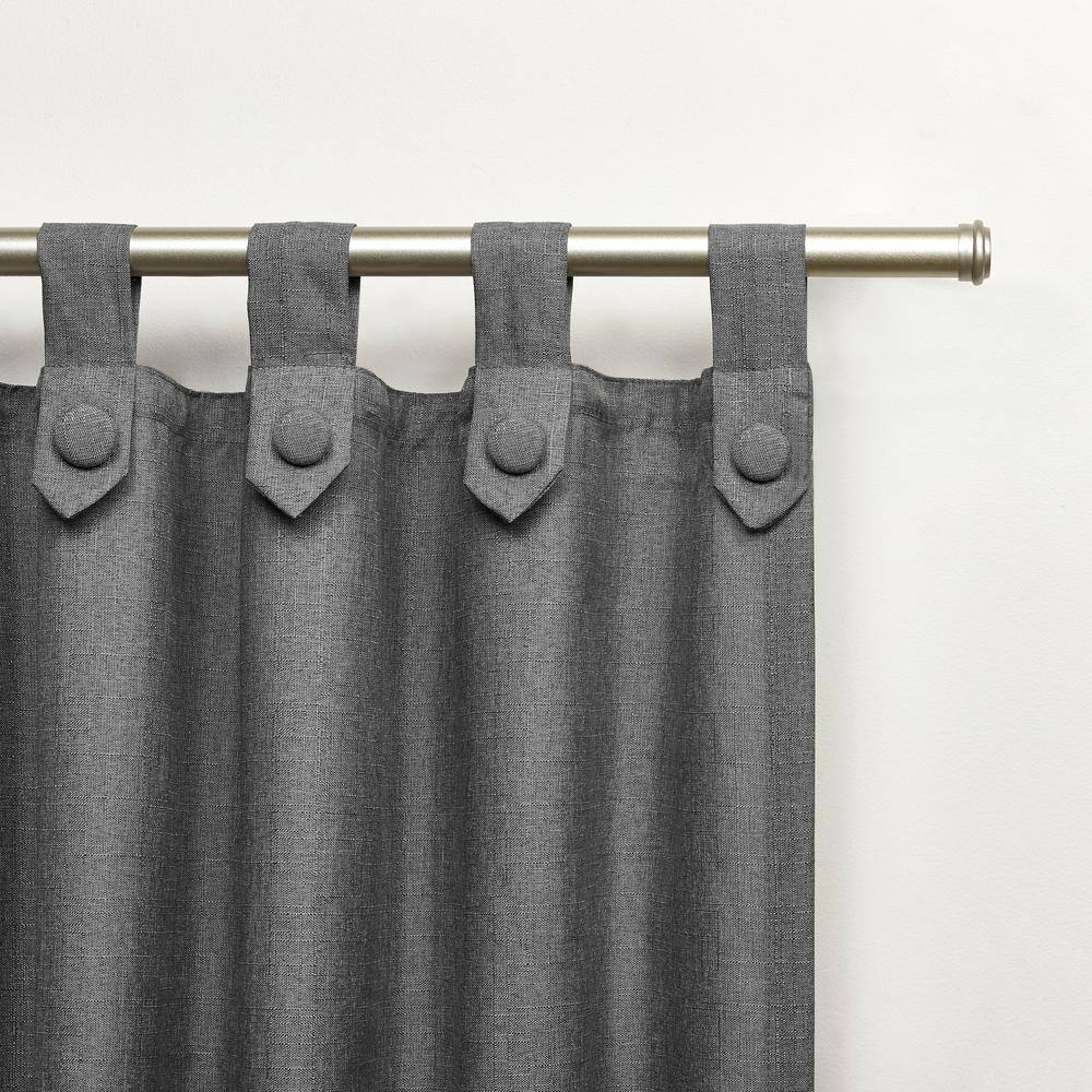 Black Pearl Linen Tuxedo Tab Top Curtain Panels, 54"x84"