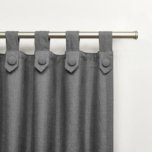 Loha Tuxedo Black Pearl Solid Light Filtering Tuxedo Tab Top Curtain, 54 in. W x 84 in. L (Set of 2)