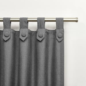 Loha Tuxedo Black Pearl Solid Light Filtering Tuxedo Tab Top Curtain, 54 in. W x 96 in. L (Set of 2)