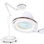LightView Pro 55 in. White Magnifying LED Floor Lamp with 3 Diopter and 6 Wheel Rolling Base