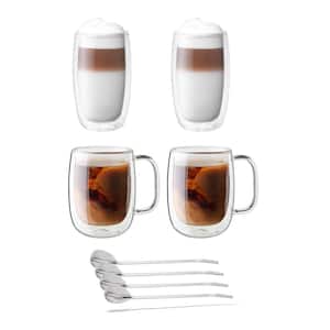 Sorrento Double-Wall Coffee and Beverage 9-pc Glassware Set