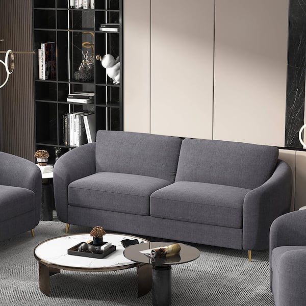 Acme Furniture Yuina 34 in. Rolled Arm Linen Rectangle Sofa in