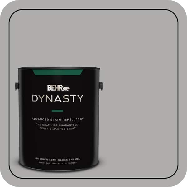 BEHR DYNASTY 1 gal. #N520-3 Flannel Gray One-Coat Hide Semi-Gloss Enamel Interior Stain-Blocking Paint & Primer