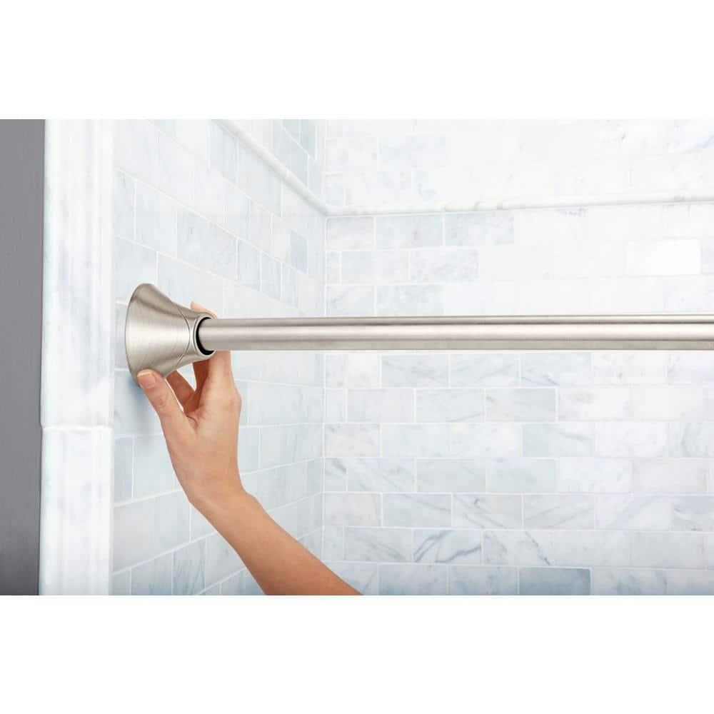 Brushed Nickel 5-Foot Adjustable Tension Curved Shower Curtain Rod