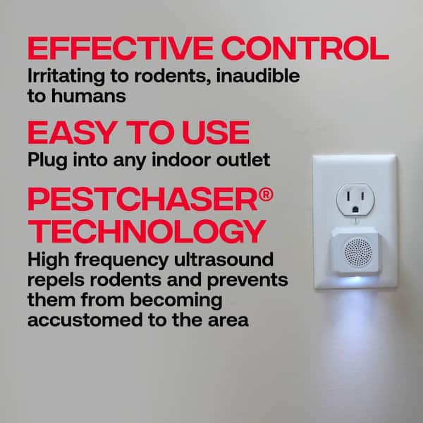 PestChaser Mini Electronic Rodent Repeller with Nightlight (3-Pack) - Repels Mice and Rats