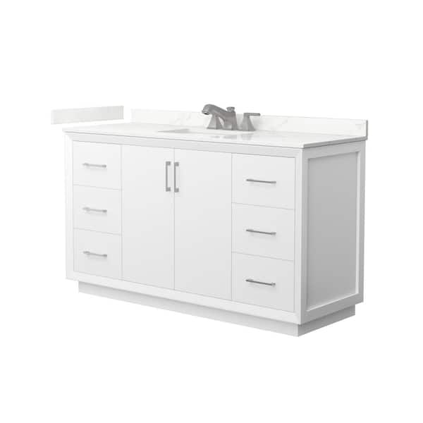 Wyndham Collection Strada 60 in. W x 22 in. D x 35 in. H Single Bath Vanity in White with Giotto Quartz Top
