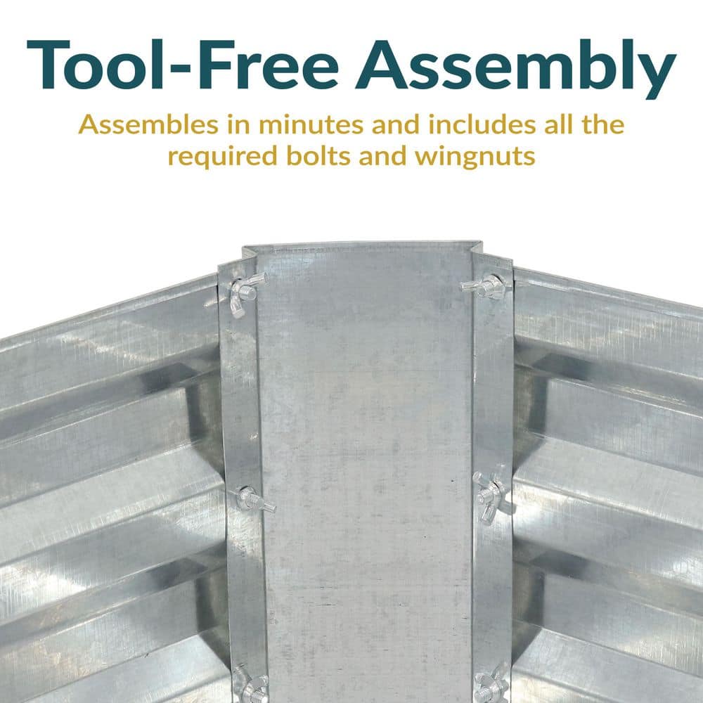 Silver Galvanized Steel L-Shaped Raised Garden Bed