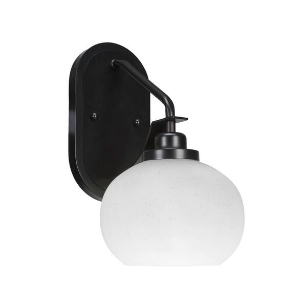 Filament Design 1-Light Matte Black Wall Sconce with 7 in. White Muslin Glass