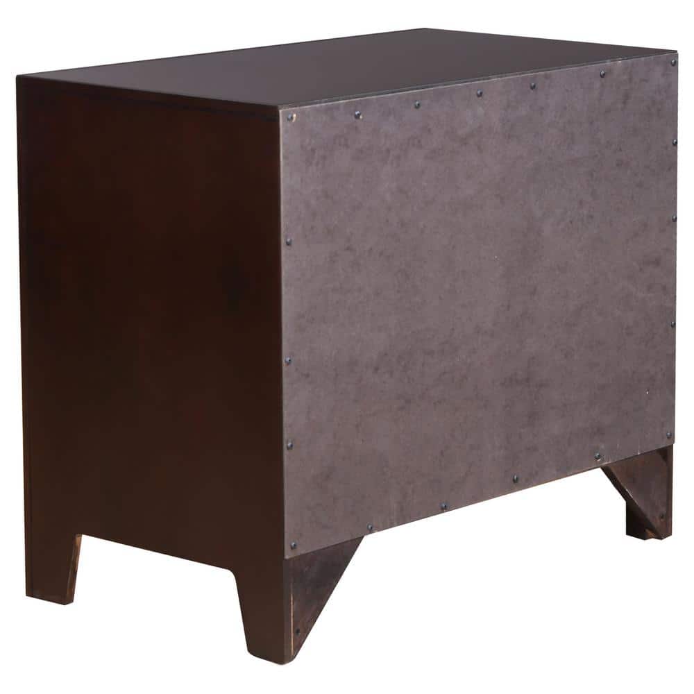 Transitional Brown 2-Drawer Wooden Nightstand
