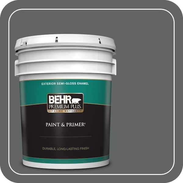 BEHR PREMIUM PLUS 5 gal. Home Decorators Collection #HDC-MD-28 Cordite Semi-Gloss Enamel Exterior Paint & Primer