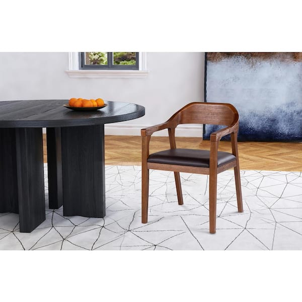 Boraam Rasmus Chestnut Wire-Brush Dining Arm Chair with Cushion
