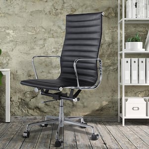 Magic Home Black PU Leather Alloy Base High Back Task Office Chair