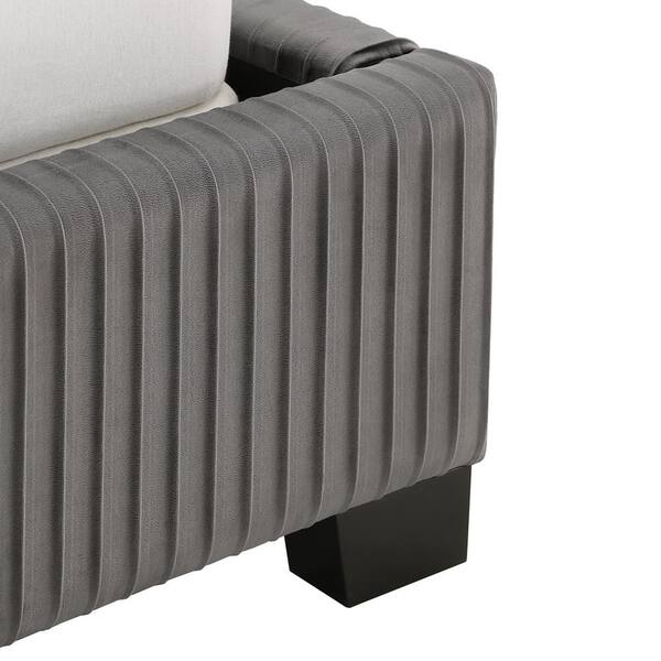 HomeSullivan Gray Pleated Velvet King Wingback Bed 401547K-1(SPK