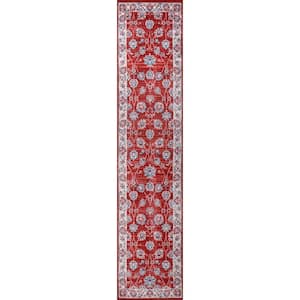 Modern Persian Vintage Moroccan Traditional Red/Ivory 2 ft. x 10 ft. Area Rug Runner Rug