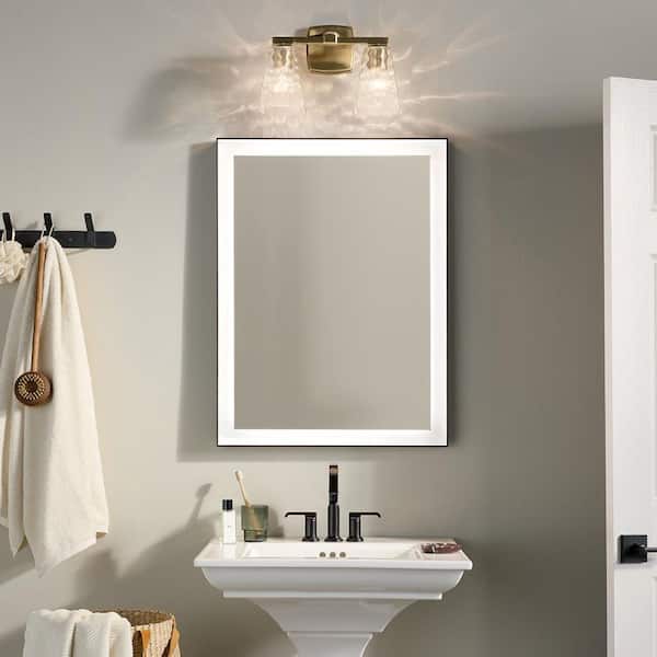 Marant 14.25 in. 2-Light Vanity Light with Clear Water Glass in Champagne Bronze