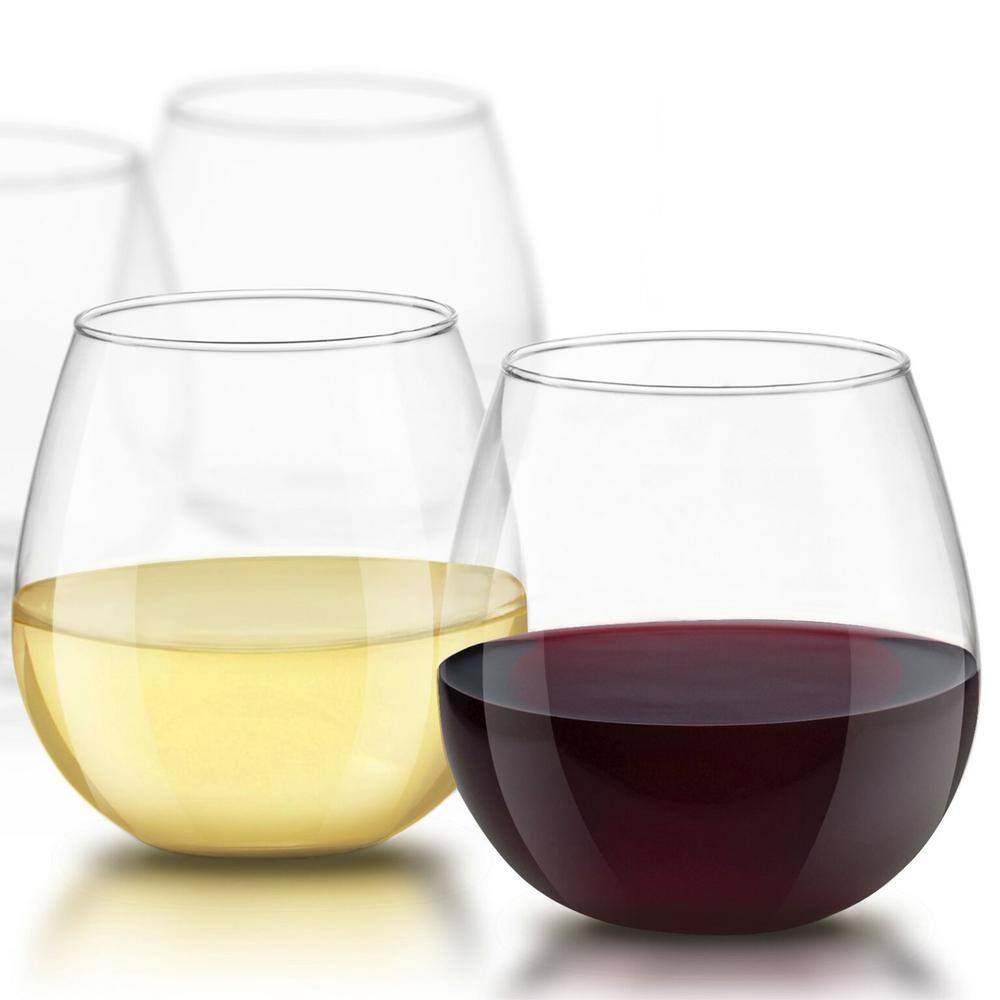 JoyJolt 15oz Clear Stemless Wine Glasses Set of 4