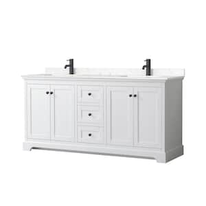 Avery 72 in. W x 22 in. D x 35 in. H Double Bath Vanity in White with Carrara Cultured Marble Top