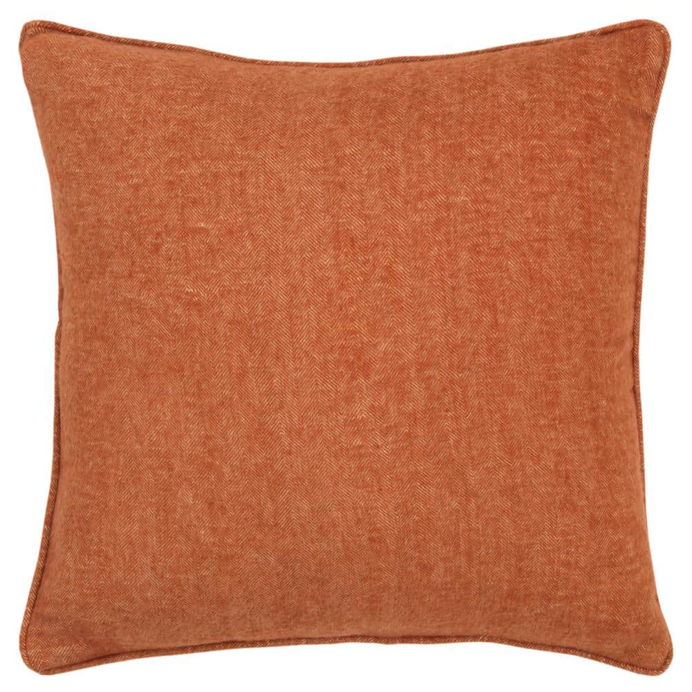 Orange Solid Poly Filled 20 in. x 20 in. Decorative Throw Pillow