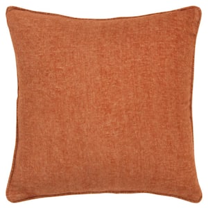Orange Solid Poly Filled 20 in. x 20 in. Decorative Throw Pillow