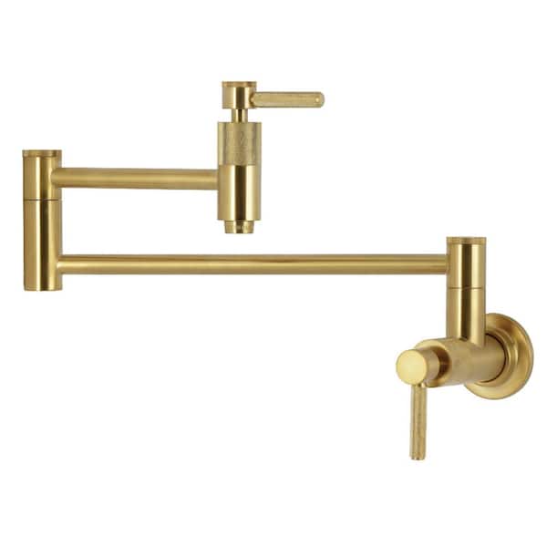 Convergent Wall Mount Pot Filler Faucet in Brushed Brass