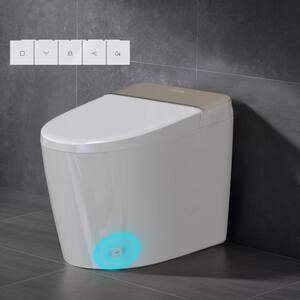 Intelligent Elongated Bidet Toilet 1.27 GPF in Gold White with Auto Open/Close & Foot Sensing, Remote Control