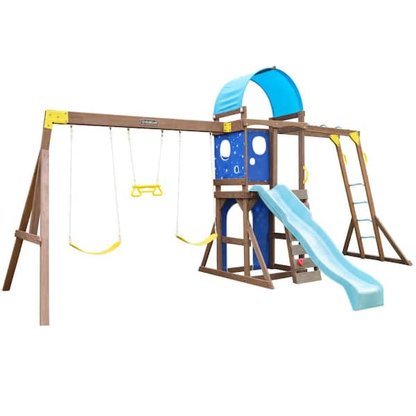 KidKraft Overlook Challenge Wooden Outdoor Swing Set/Playset with