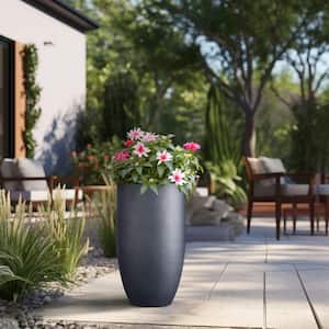 Lightweight 13.5 in. x 24.5 in. Granite Gray Extra Large Tall Round Concrete Plant Pot/Planter for Indoor and Outdoor