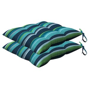 Outdoor Square Tufted Dining Seat Cushion Stripe Poolside (Set of 2)