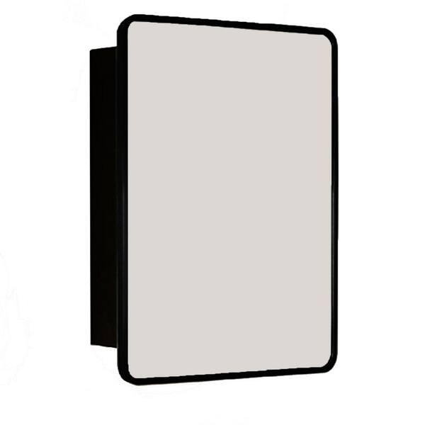 Aoibox 20 in. W x 28 in. H Rectangular Black Silver Iron Powder Medicine Cabinet with Mirror, 1 Door, 2 Shelves