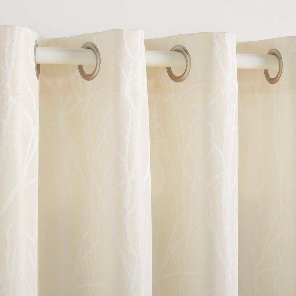 Ivory Light-Filtering Polyester Grommet Window Panel Pair