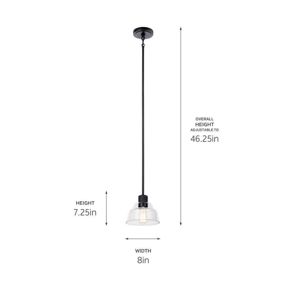 Eastmont 8" Polished Nickel Mini Pendant with Clear Glass Shade