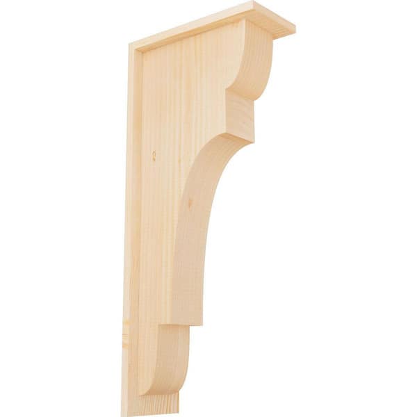 Ekena Millwork 5-1/2 in. x 12 in. x 28 in. Douglas Fir New Brighton Smooth Corbel with Backplate