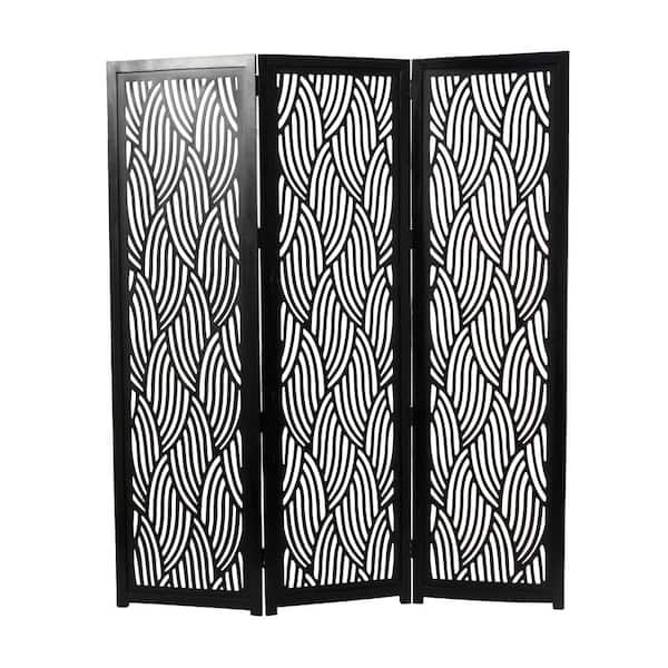 7 ft. Black 3-Panel Room Divider Screen