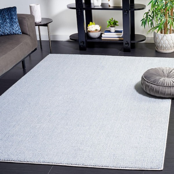 River 5 ft. x 8 ft. Blue/Ivory Solid Marle Area Rug